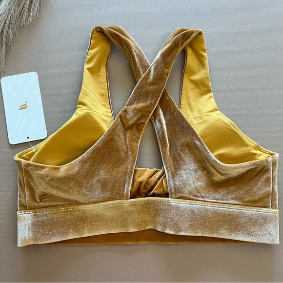 Fabletics Velvet Twist Front Gold Bralette - Picture 5 of 11